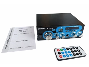 Домашен блутут аудио усилвател BT-502 - USB,FM,TFT,BLT, 2x30W, 220VAC