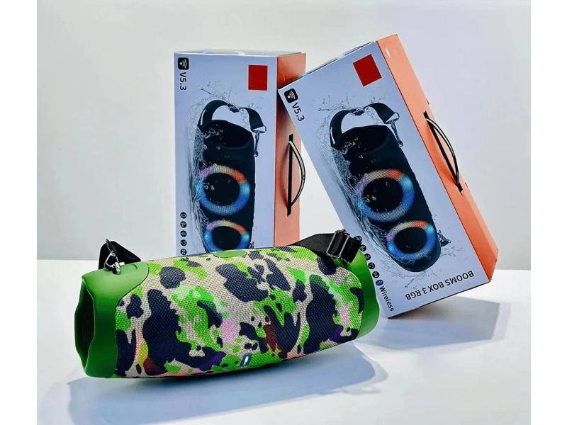 Голям Bluetooth високоговорител Booms Box 3 RGB с камуфлажен дизайн Голям Bluetooth високоговорител Booms Box 3 RGB с камуфлажен дизайн - Boomsbox 1531-mix