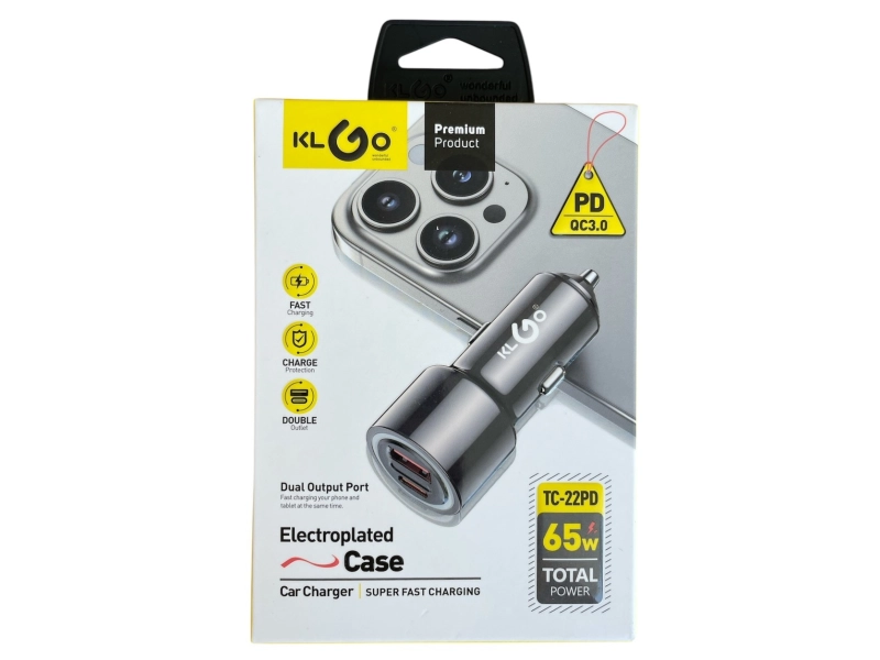 Зарядно за кола KLGO TC-22PD 65W 12 / 24V Зарядно за кола KLGO TC-22PD 65W 12 / 24V - KLGO 3174