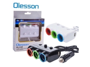 Разклонител за запалка Olesson 1523 с 3 гнезда + 2 USB Разклонител за запалка Olesson 1523 с 3 гнезда + 2 USB - подобен продукт