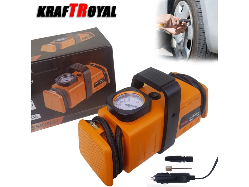 Компресор за гуми KraftRoyal 7 Bar 12V и 220V Компресор за гуми KraftRoyal 7 Bar 12V и 220V - KraftRoyal 19073-2