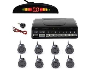 Парктроник с LED дисплей 8 датчика - Сив / Черен