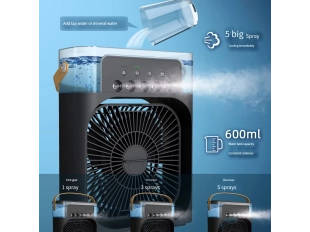 Преносим безшумен мини вентилатор с водна мъгла за дом и офис - Черен