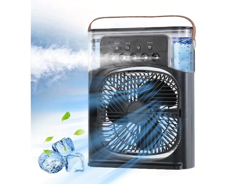 Мини вентилатор климатик с водна мъгла, безшумен, преносим, за дом, офис, къмпинг - Черен Мини вентилатор климатик с водна мъгла, безшумен, преносим, за дом, офис, къмпинг - Черен - 1766