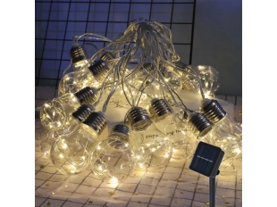 Гирлянд соларни крушки 10 броя с топла светлина