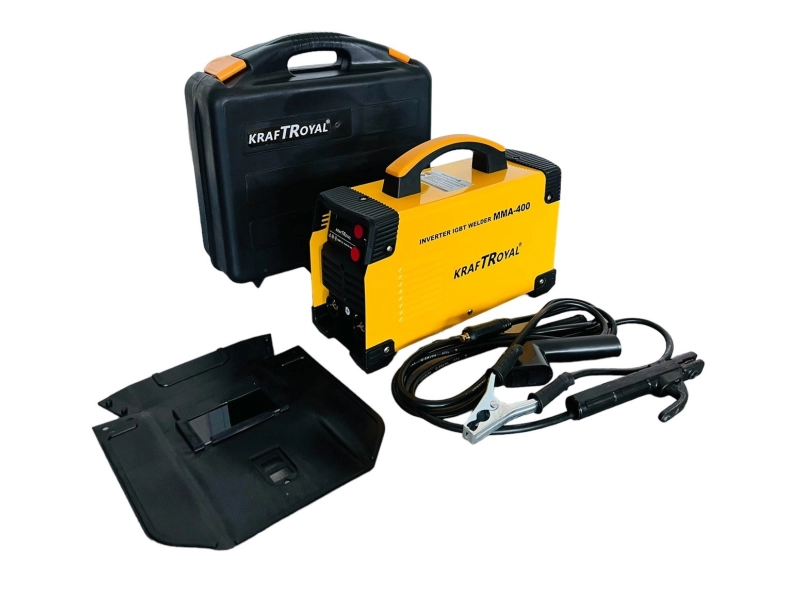 Професионален инверторен електрожен KraftRoyal MMA-400A с куфар - Жълт Професионален инверторен електрожен KraftRoyal MMA-400A с куфар - Жълт - KraftRoyal 1742-y