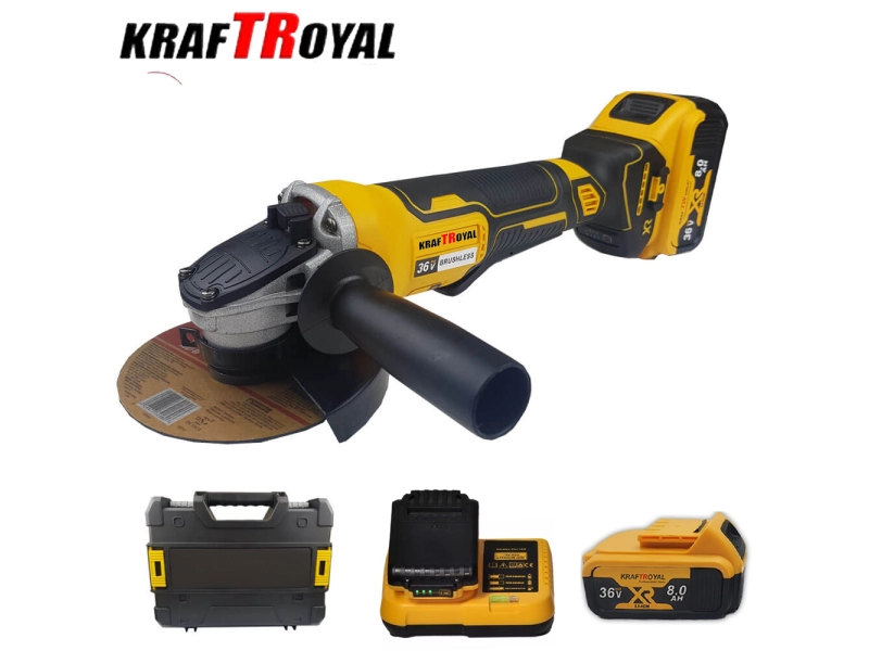 Aкумулаторен ъглошлайф KraftRoyal 36V 8,0 Ah + 2 батерии и зарядно в куфар Aкумулаторен ъглошлайф KraftRoyal 36V 8,0 Ah + 2 батерии и зарядно в куфар - KraftRoyal 19068