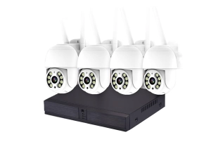 Комплект с 4 безжичени въртящи камери и NVR записващо устройство