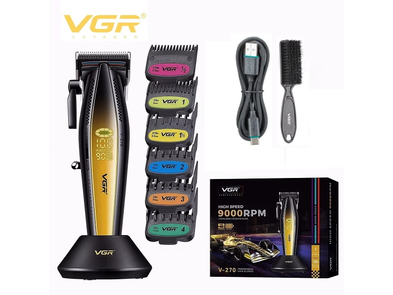 Машинка за подстригване VGR V-270 със зарядна поставка (Жълт) Машинка за подстригване VGR V-270 със зарядна поставка (Жълт) - VGR 3128-yellow