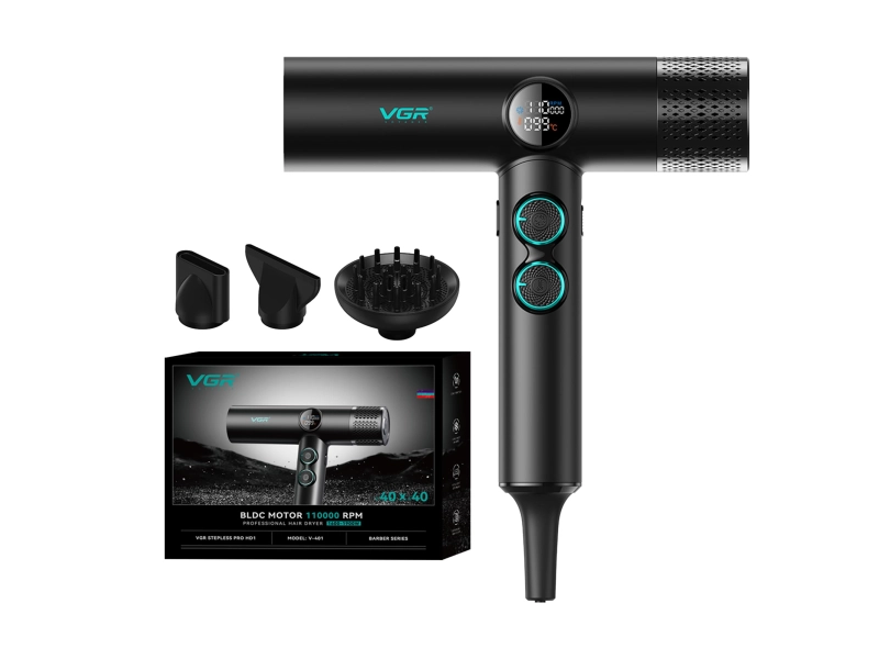 Професионален черен сешоар VGR-401 с BLDC мотор и LED дисплей Професионален черен сешоар VGR-401 с BLDC мотор и LED дисплей - VGR 3238-black