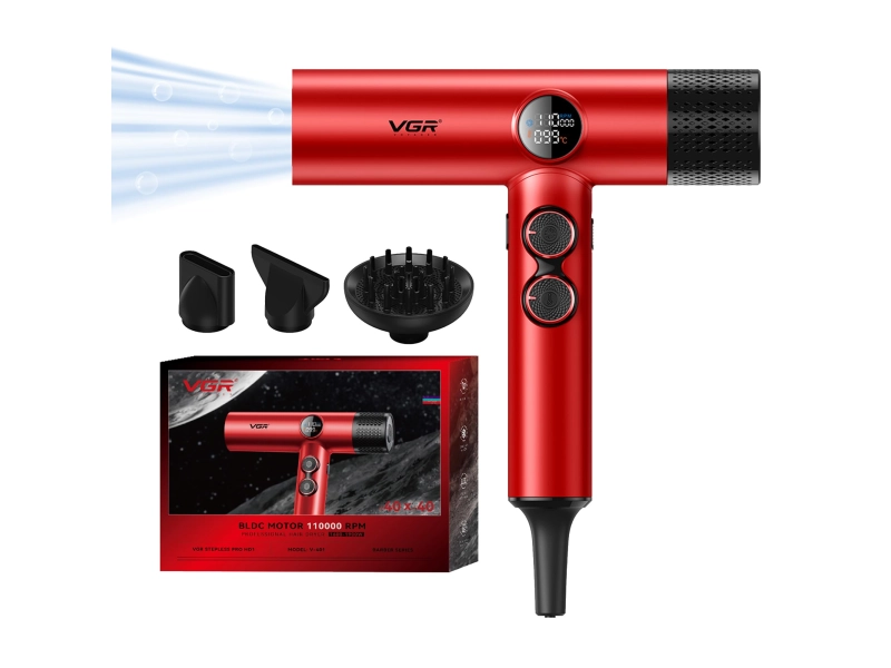 Червен професионален сешоар VGR-401 с BLDC мотор и LED екран Червен професионален сешоар VGR-401 с BLDC мотор и LED екран - VGR 3238-red
