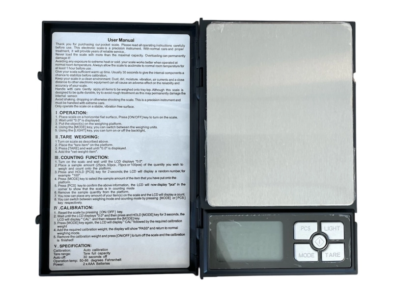 Бижутерска прецизна везна NOTEBOOK 500 гр с точност 0,1 гр Бижутерска прецизна везна NOTEBOOK 500 гр с точност 0,1 гр - 3172