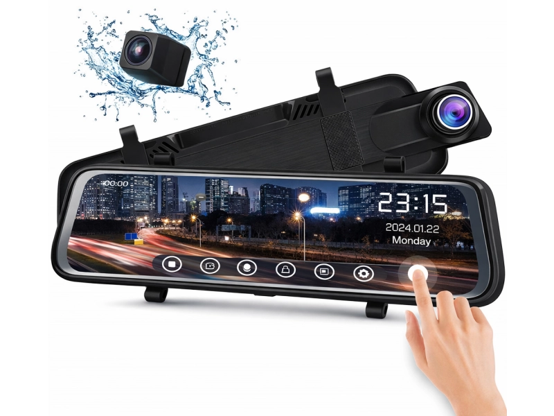 Видеорегистратор огледало 10 инча с тъч скриин дисплей и камера за задно виждане - 3276