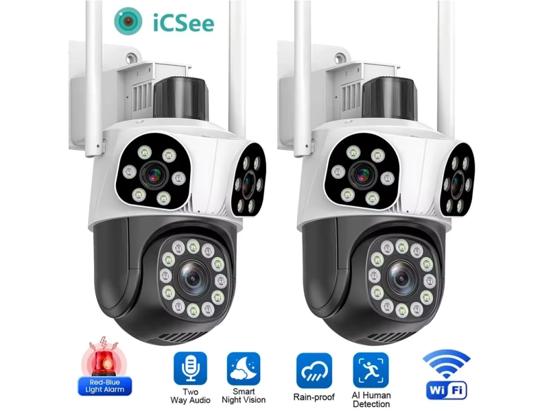 Двойка бели въртящи WiFi камери 12MP с 10x zoom и 3 обектива Двойка бели въртящи WiFi камери 12MP с 10x zoom и 3 обектива - LYLU 3118-2