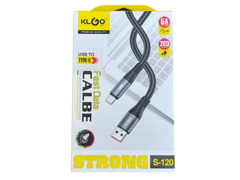 Кабел за зареждане 200см KLGO S-120 , Type-C, FAST CHARGING - KLGO 3177